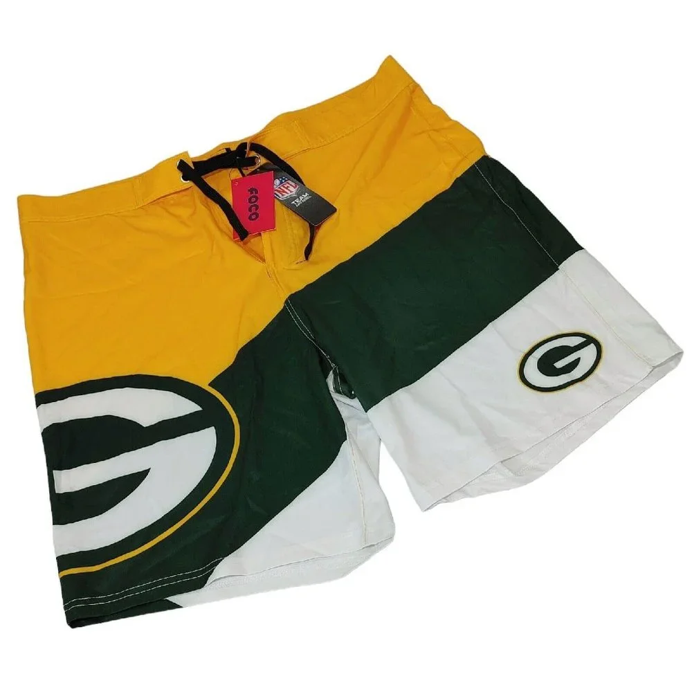Green Bay Packers Super Lightweight Thin Summer Swim / Boardshorts Men's…